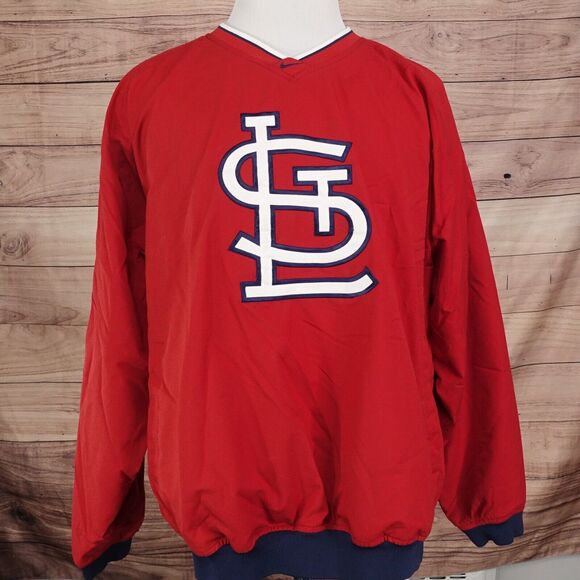 VINTAGE ST LOUIS CARDINALS NIKE TEAM CENTER SWOOSH PULLOVER JACKET SZ XL - Picture 3 of 7